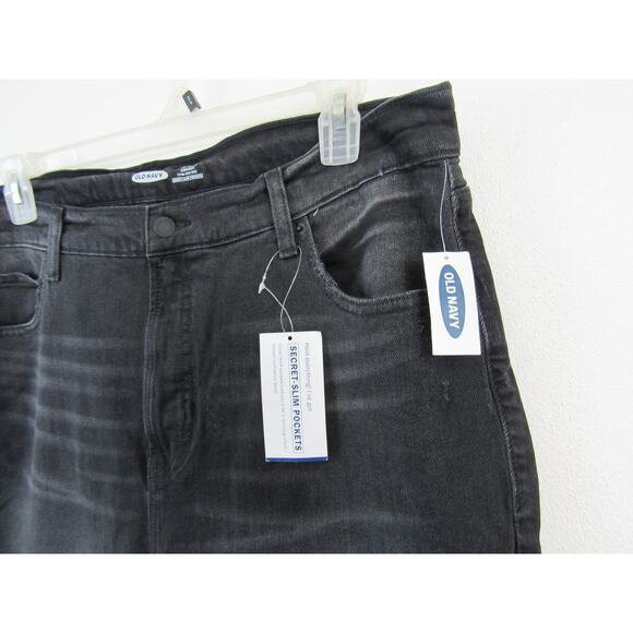 NWT Old Navy 18 Reg Extra High-Waisted Sky-Hi Straight Raw-Hem Black Jeans - Picture 4 of 9